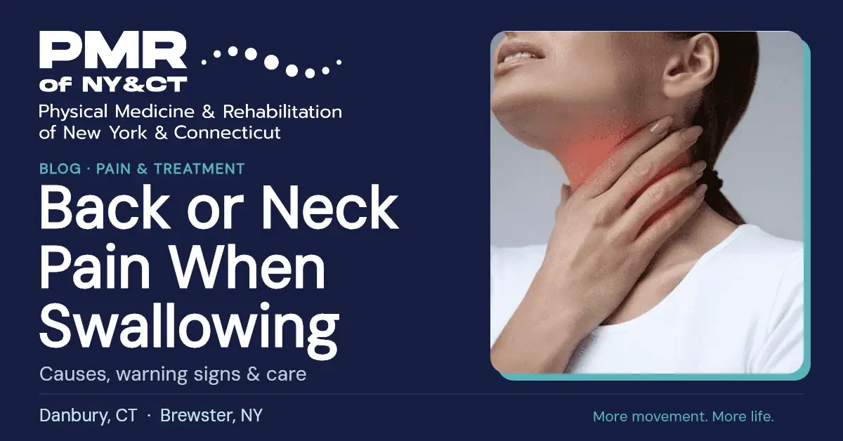 PMR guide to back or neck pain when swallowing: causes, warning signs and care