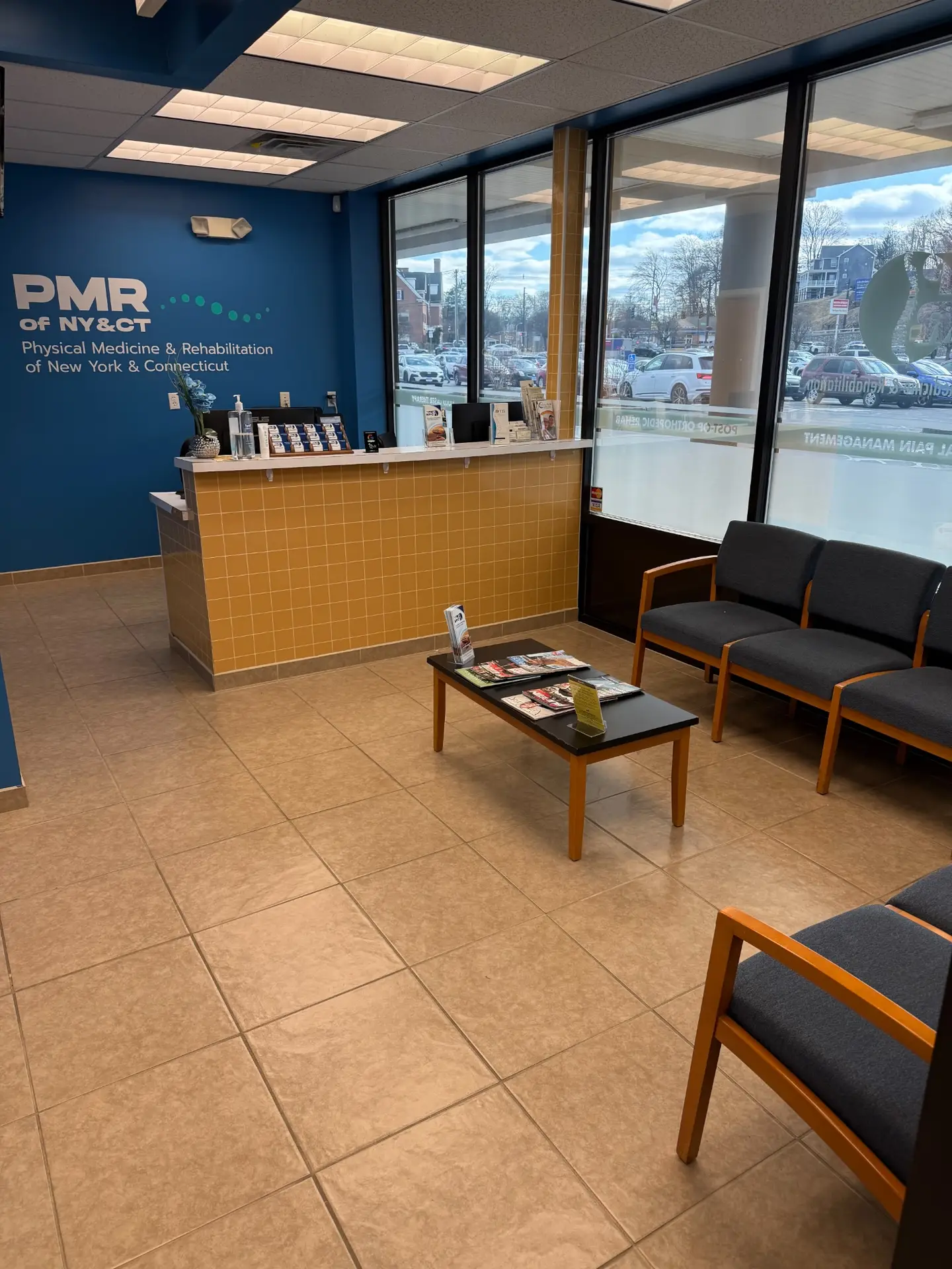 The reception and waiting area at PMR in Danbury, Connecticut
